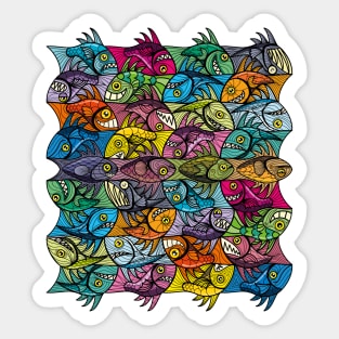 Fish Tessellation Escher Style Ambigram XXIV Sticker